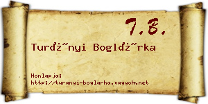 Turányi Boglárka névjegykártya